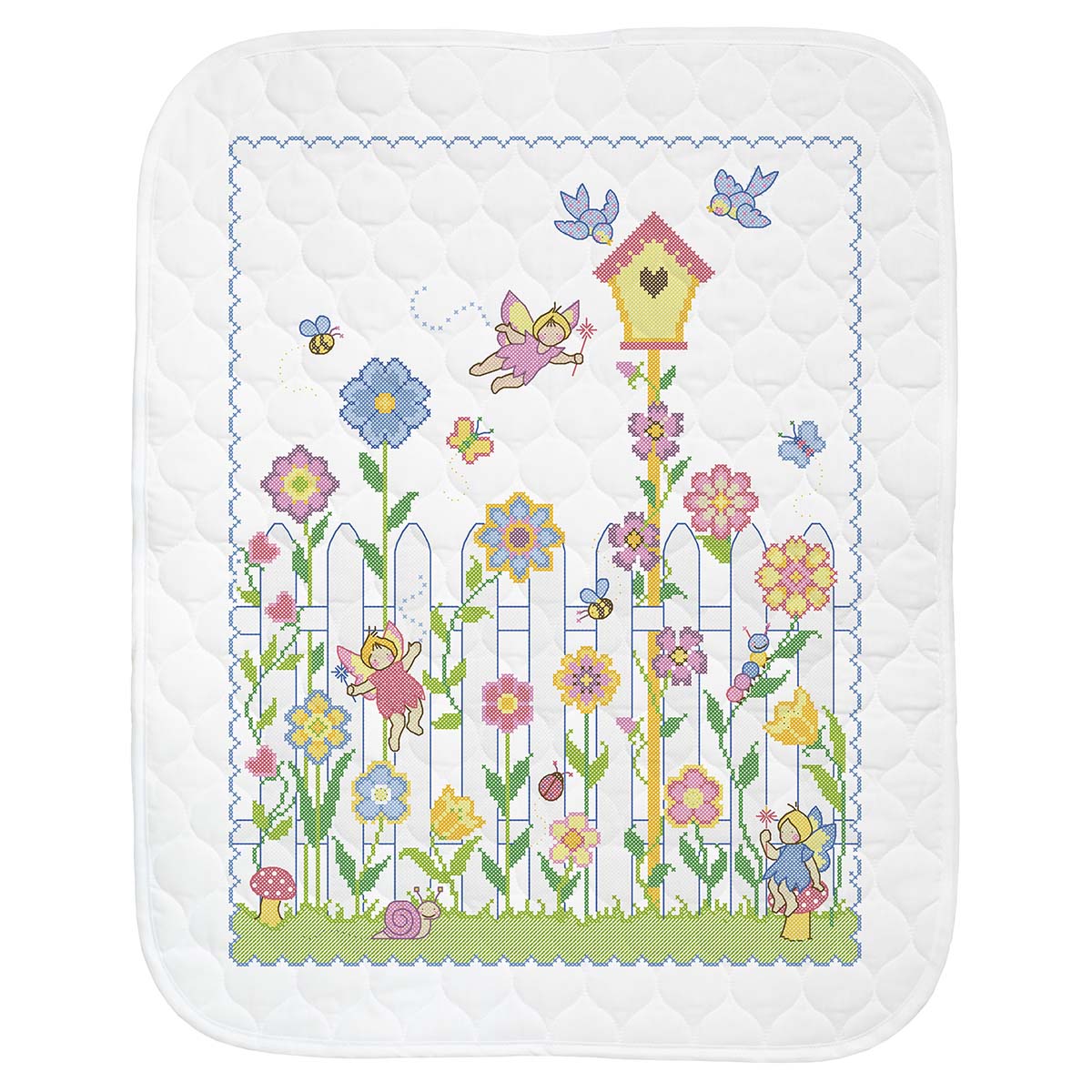 Baby by Herrschners® Fairy Garden Value Baby Quilt Stamped Cross