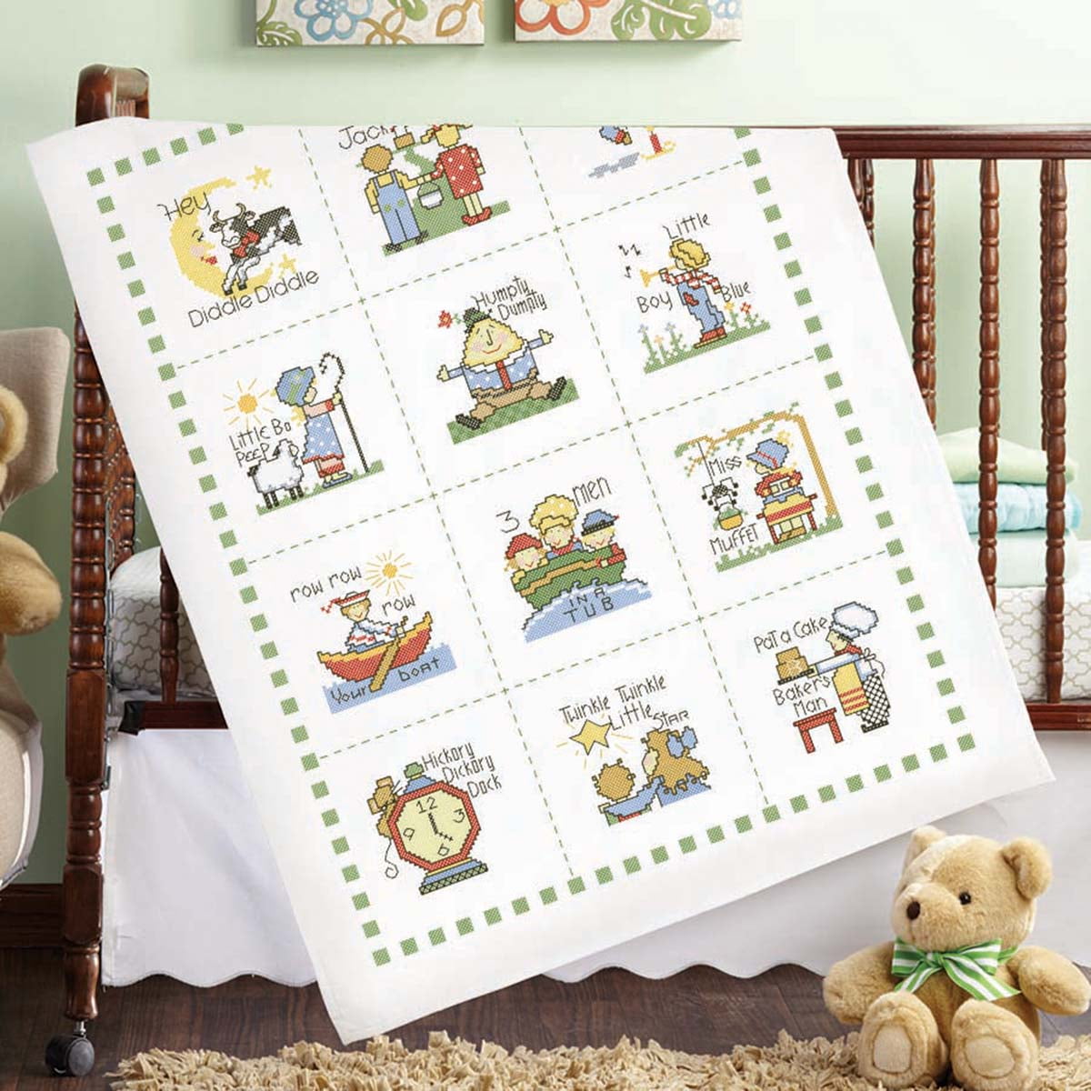Baby by Herrschners Nursery Rhymes Quilt Top Stamped Cross-Stitch