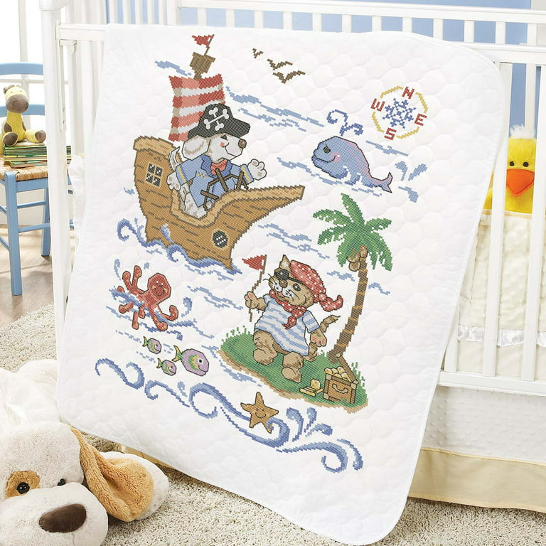 Baby by Herrschners Zoo Stack Baby Quilt Stamped Cross-Stitch Kit