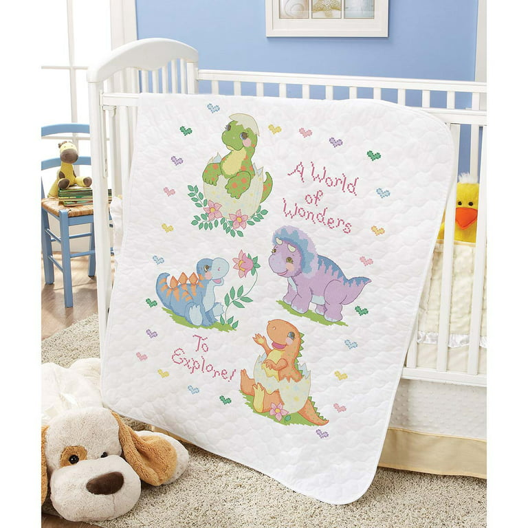 Happy African Animals Kimba Stamped CrossStitch Baby Quilt