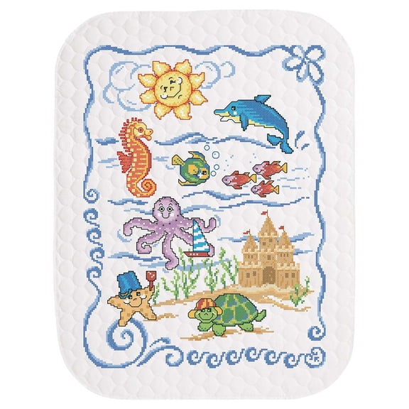 Baby by Herrschners Under the Sea Baby Quilt Stamped Cross-Stitch