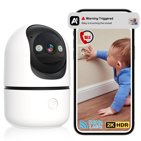 Baby camera,5G&2.4G WiFi Indoor Camera for Home Security Instant 911 Alert, 360 Pan/Tilt Baby Monitor/Dog/Pet Camera, AI Motion Detection, Night Vision