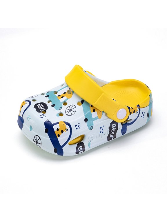Baby cartoon clogs, non-slip soft sole, two-way closed-toe sandals