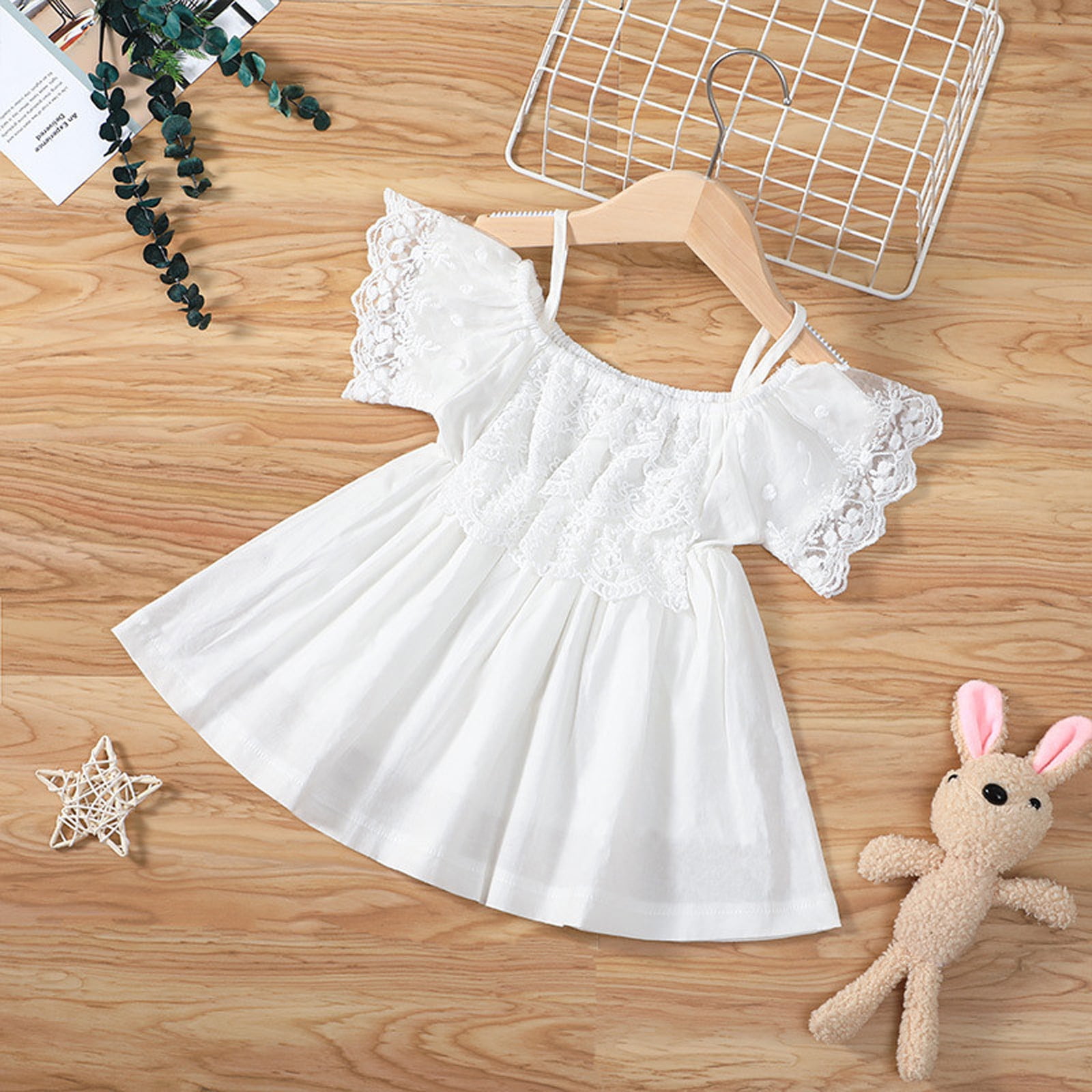 Kiluex Toddler Baby Girl Floral Ruffle Sleeve Dress