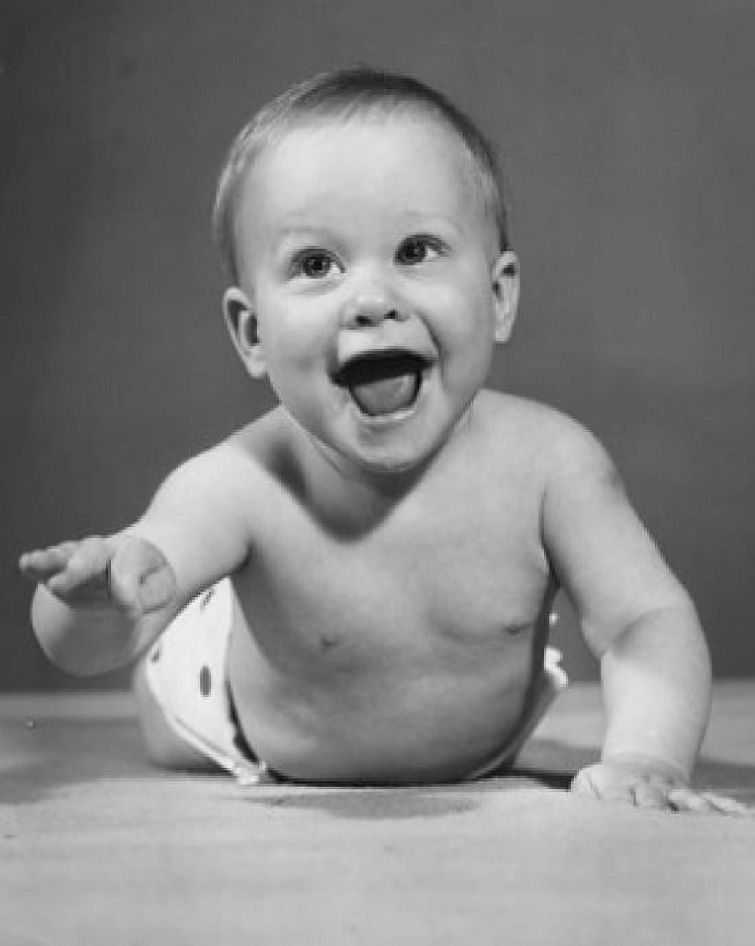 Baby crawling and laughing Canvas Art - (18 x 24)