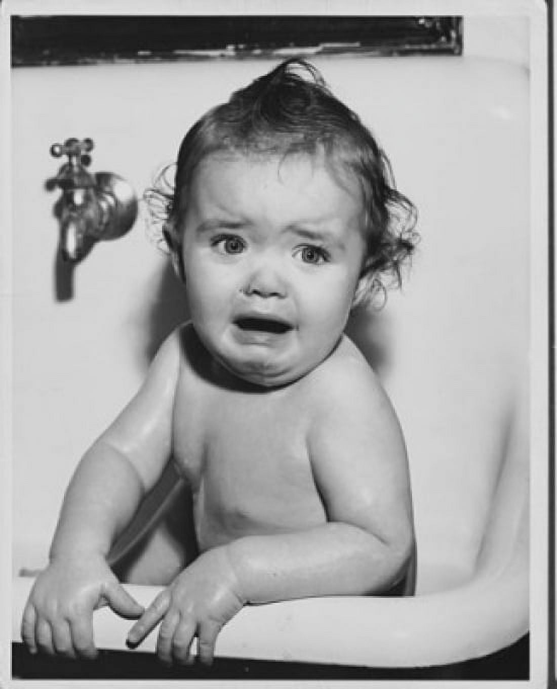 Baby crying in a bathtub Canvas Art - (24 x 36)