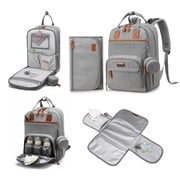 Baby diaper bag, with changing pad, multi-functional baby diaper bag, portable diaper bag, diaper bag storage bag, with insulated bottle bag, suitable for both boys and girls, gray.