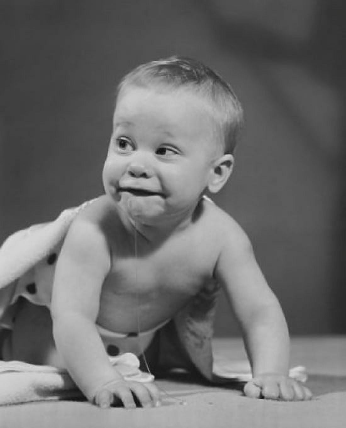 Baby drooling and crawling Canvas Art - (18 x 24)