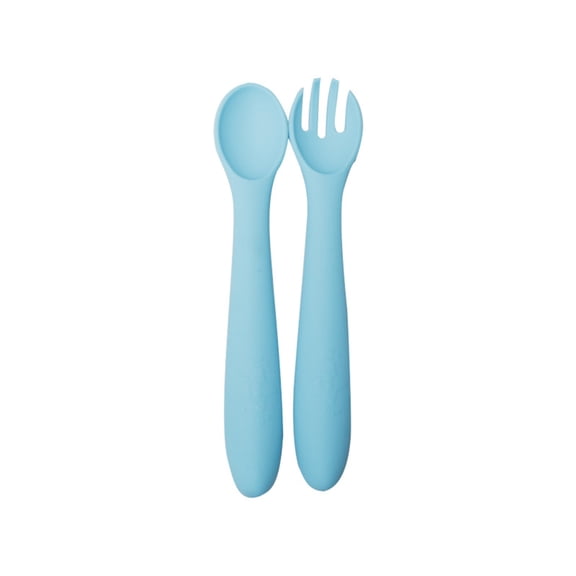 Baby fork and Spoon Set Silicone Toddler Utensils Kids Flatware Feeding Training Cutlery Spoons