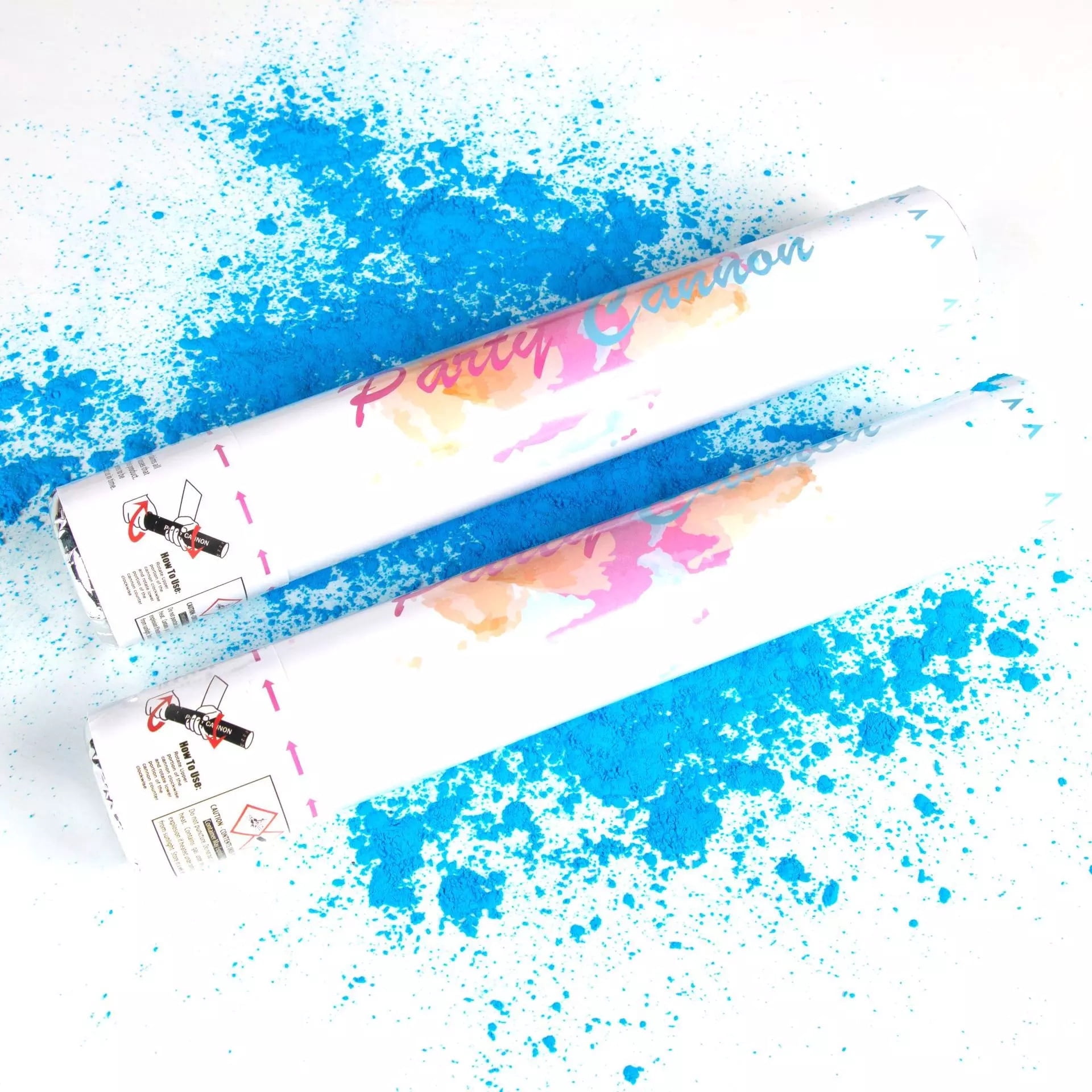 Baby gender reveal powder cannon 12in long shower party reveal choose blue, team boy party surprise