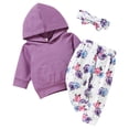 thumbnail image 1 of Baby girl autumn and winter Pullover Hoodie Sweatshirt + Floral casual pants + Bow headband Three Piece Set, 1 of 7