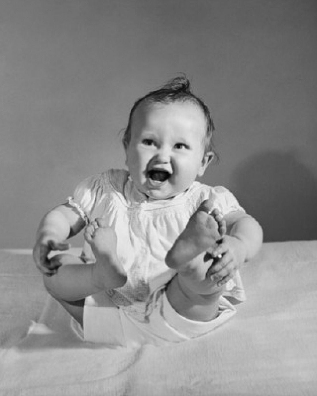 Baby girl laughing Canvas Art - (18 x 24)