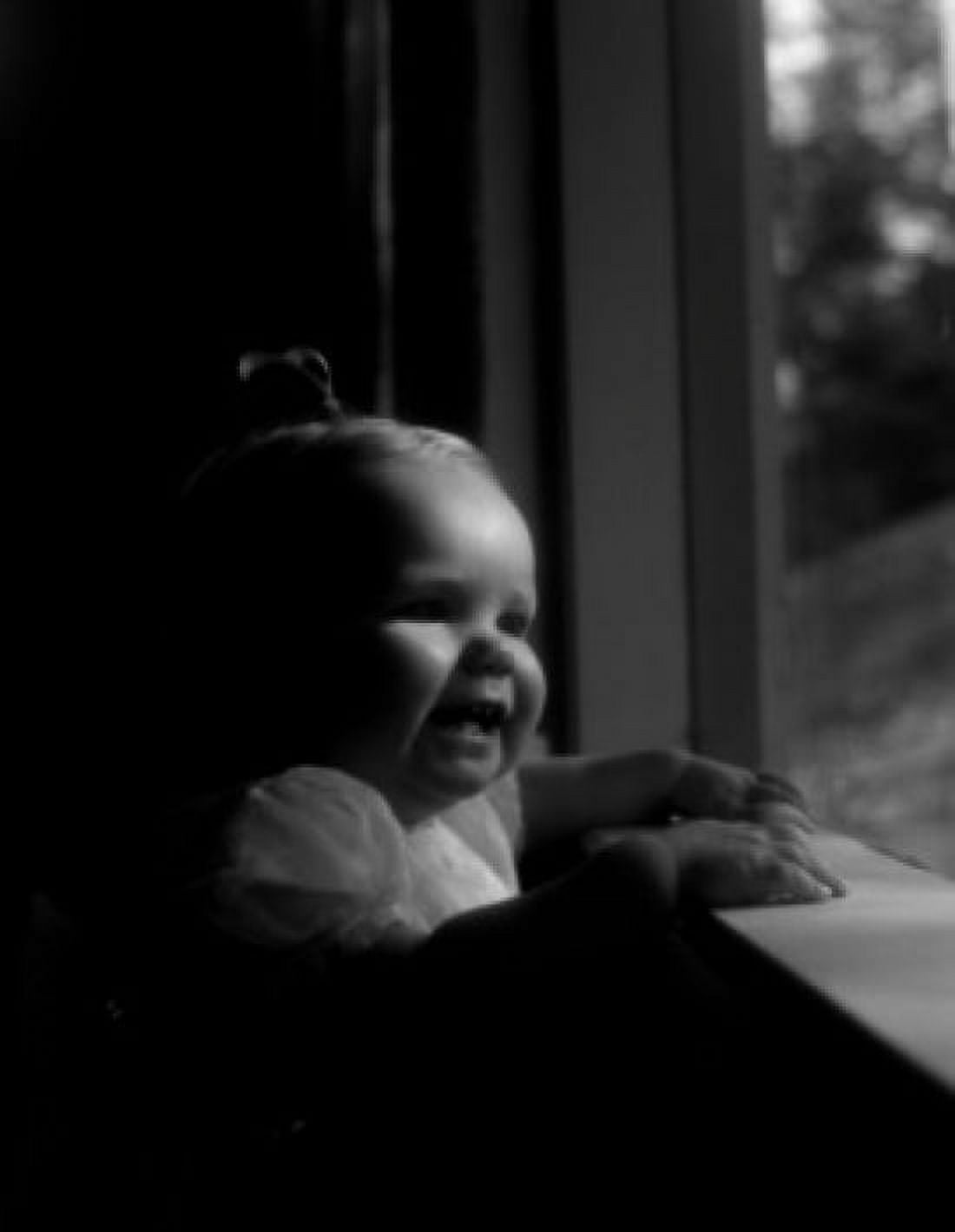 Baby girl looking out of window Canvas Art -  (24 x 36)