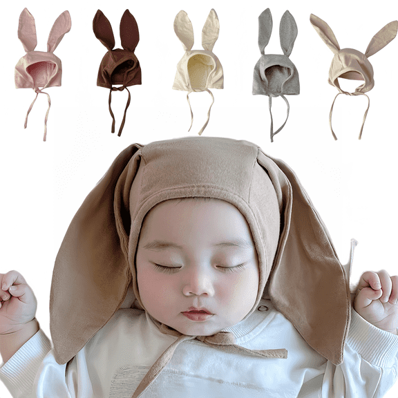 Baby hat lace-up ear protection over the head cap cute rabbit ears for Boy and Girl 0-6 months