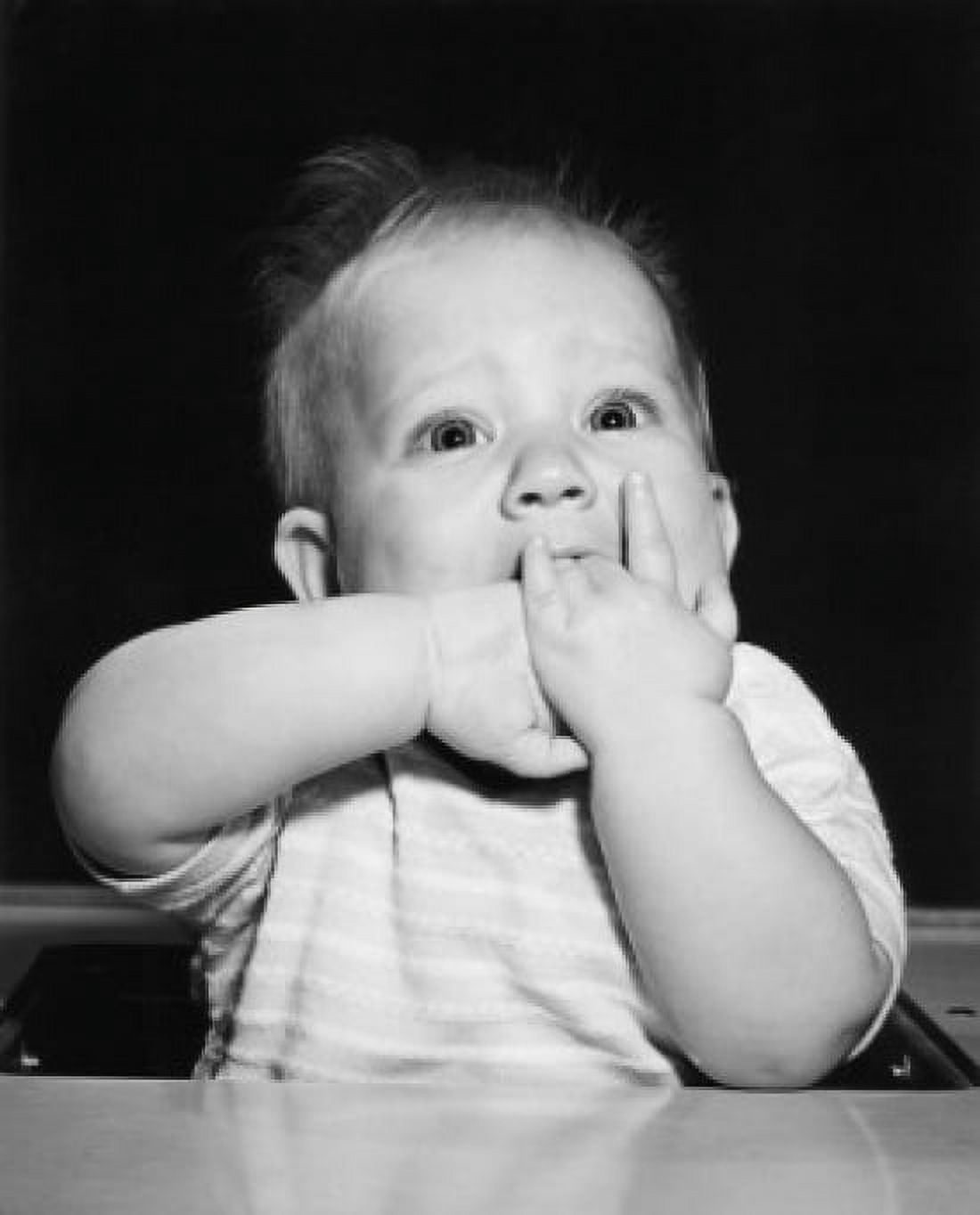 Baby holding palms in mouth portrait Canvas Art - (18 x 24)