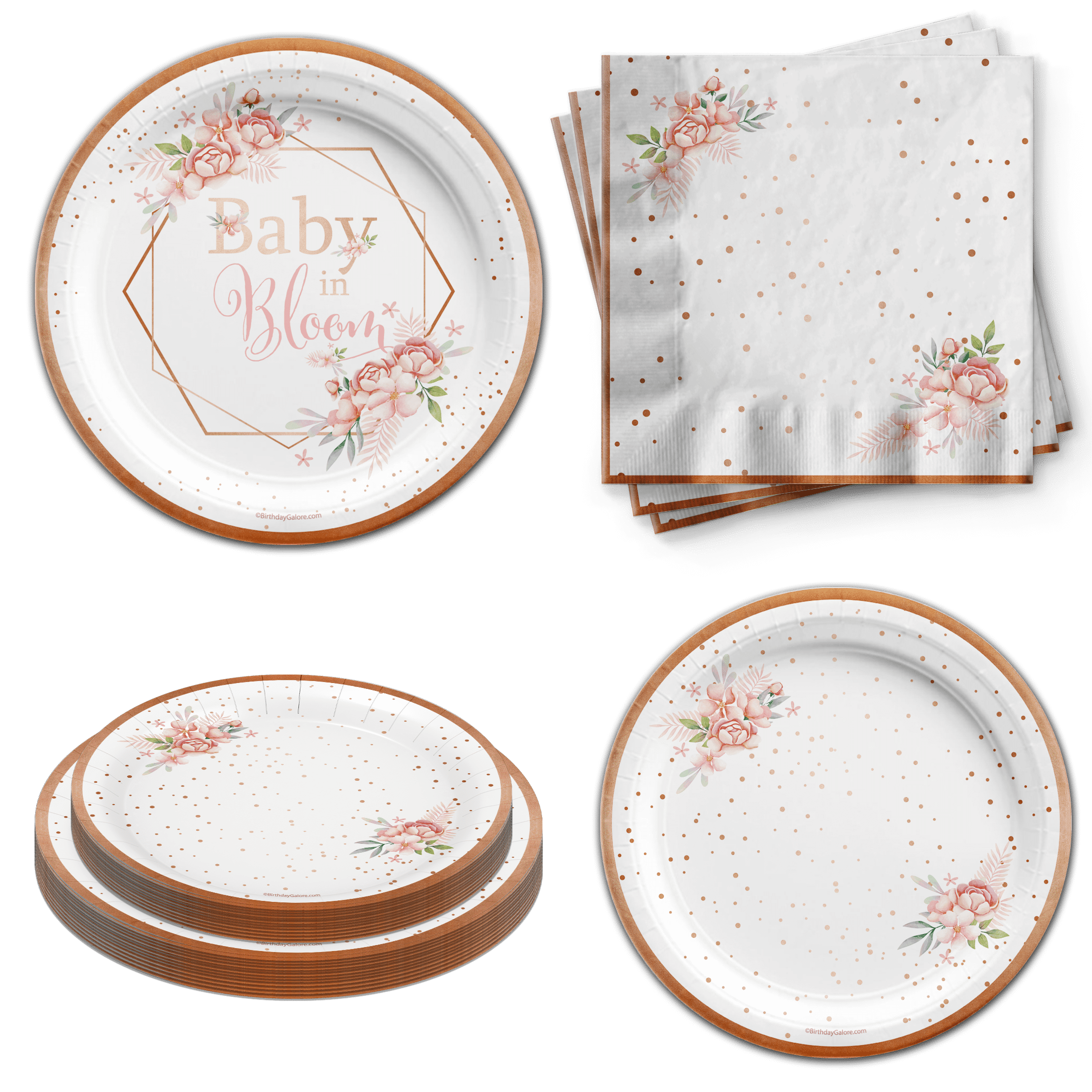 Baby in Bloom Floral Dessert Tableware Set Baby Shower Party Supplies