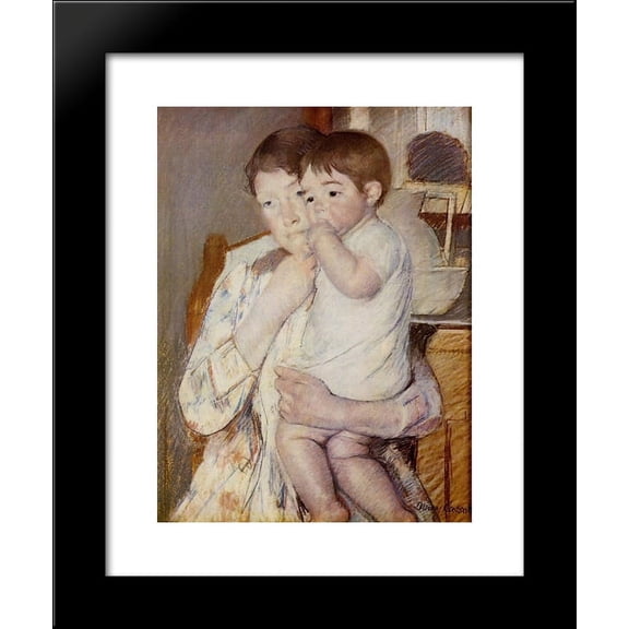 Baby in His Mother`s arms, sucking his finger 20x24 Framed Art Print by Mary Cassatt