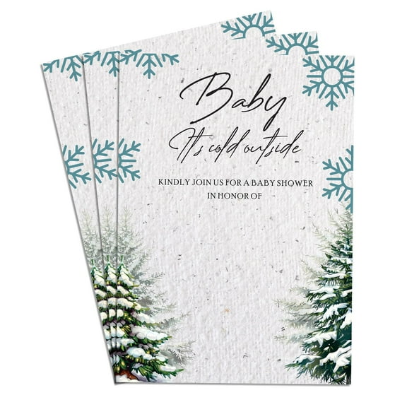 Baby it's Cold Outside Elegant Baby Shower Invitations 40-Pack Cardtock Gender-Neutral Designs Perfect for Baby Boy Shower Theme 4x6 in