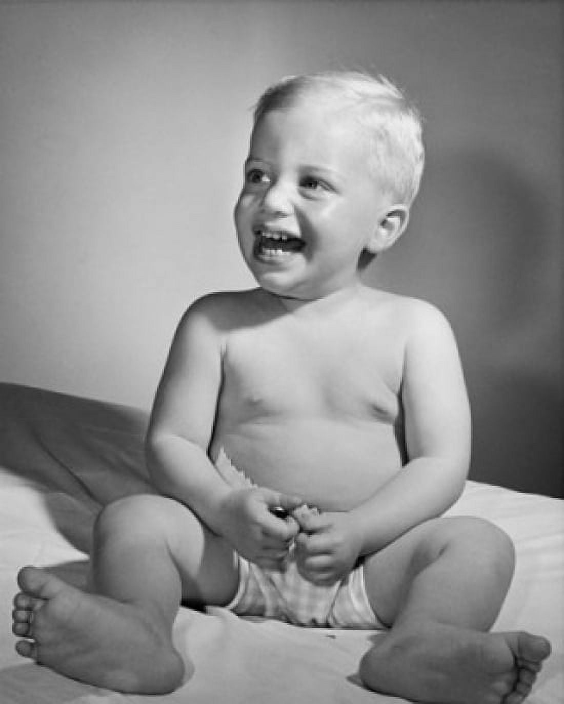 Baby laughing and looking sideways Canvas Art - (18 x 24)