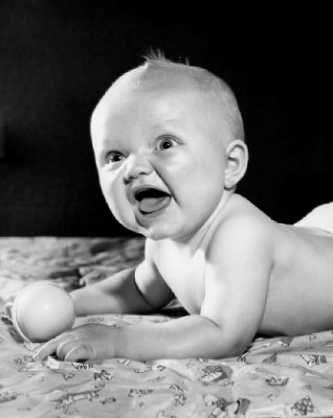 Baby lying on blanket and shouting Canvas Art - (24 x 36)