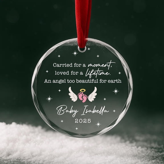 Baby memorial glass ornament personalized | angel baby remembrance; sympathy Christmas keepsake; support for grieving parents