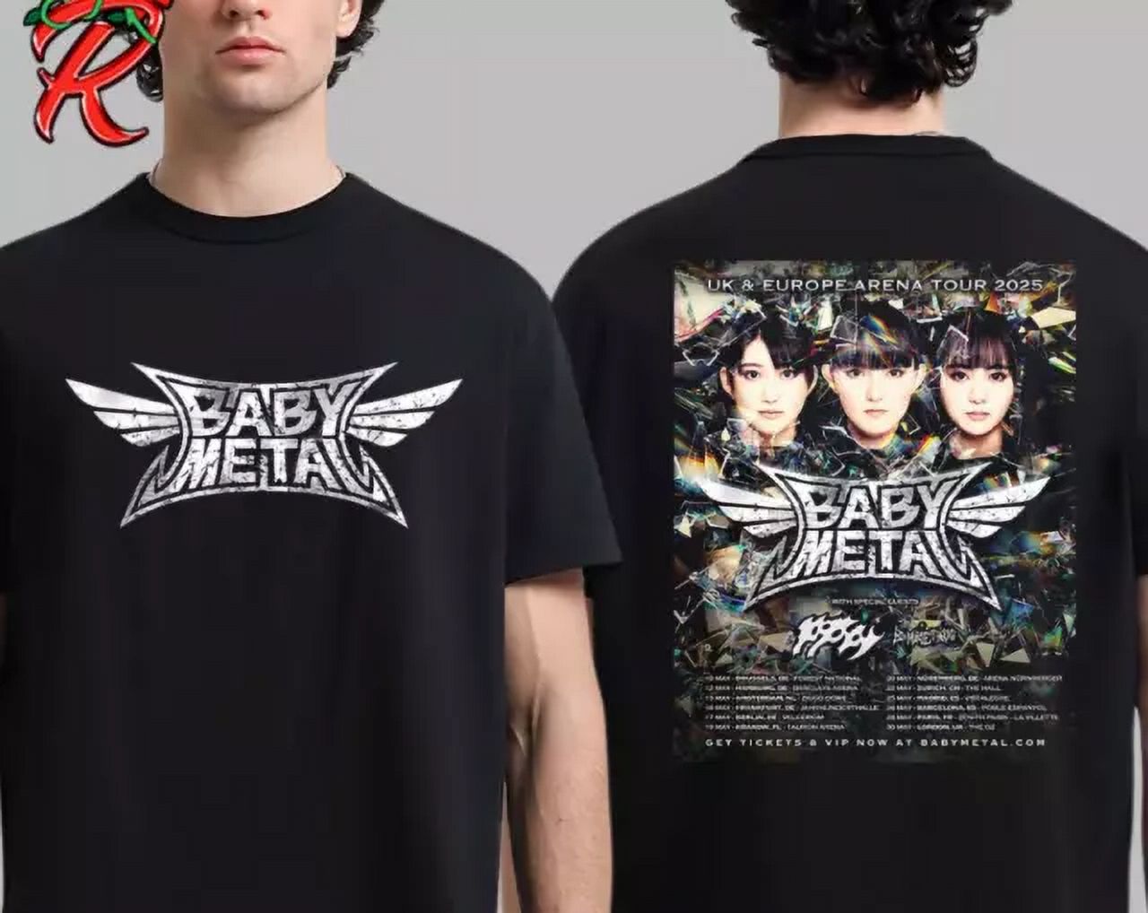 Baby.metal World Tour 2024 2025 UK Europe Arena 2025 Tour DATE TSHIRT