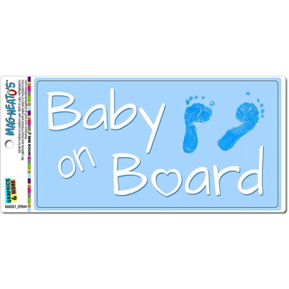 Baby on Board - Blue Boy Foot Prints Cute MAG-NEATO'S(TM) Car/Refrigerator Magnet