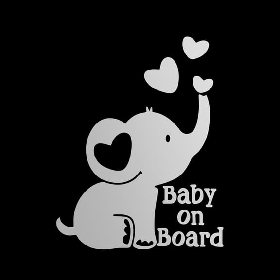 Baby on Board Elephant Car Sticker Cute Vinyl Decal Reflective Safety Warning Sign for Window, Bumper, Auto, Laptop, Wall (7" x 5.5")
