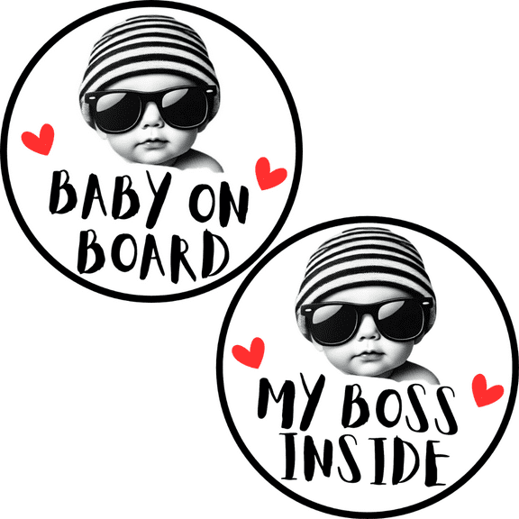 Baby on Board My Boss Inside Sticker Set, Funny Car Decal Cute Durable Vinyl Safety Signs
