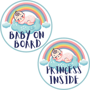 Baby on Board Sticker Rainbow Car Decal Princess Inside Cute Safety Sign for Window Bumper