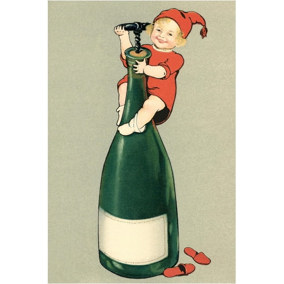 Art.com Baby on German Wine Bottle Art Print, 12" x 18"