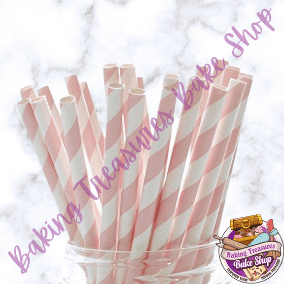 Baby pink spiral paper straws*