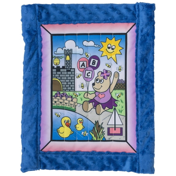 All Inclusive Baby Quilt Kit, Girl Bear w/ blue super soft Cuddle Dimple