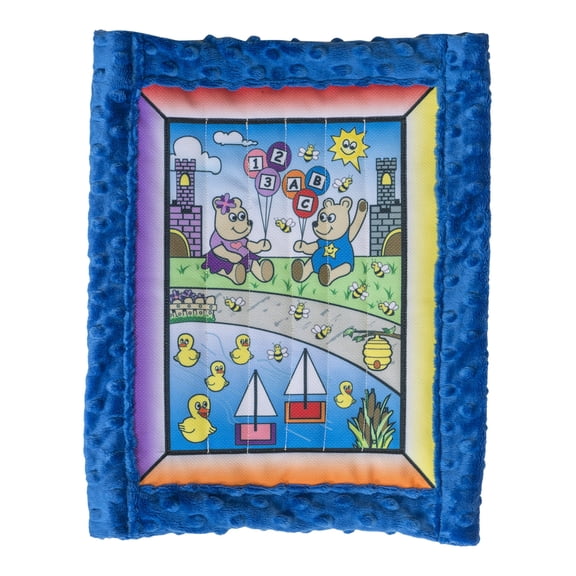 All Inclusive Baby Quilt Kit, Unisex Bear w/ blue super soft Cuddle Dimple