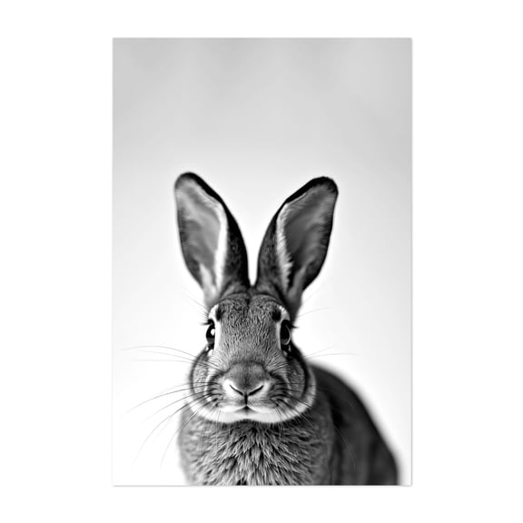 Baby rabbit - Photography Animal Black and White Wildlife Nature Minimalist Portrait Unframed Wall Art Print 4 x 6 inches
