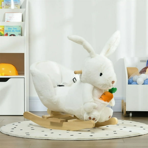 Baby rocking horse toy with music playback White rabbit shape