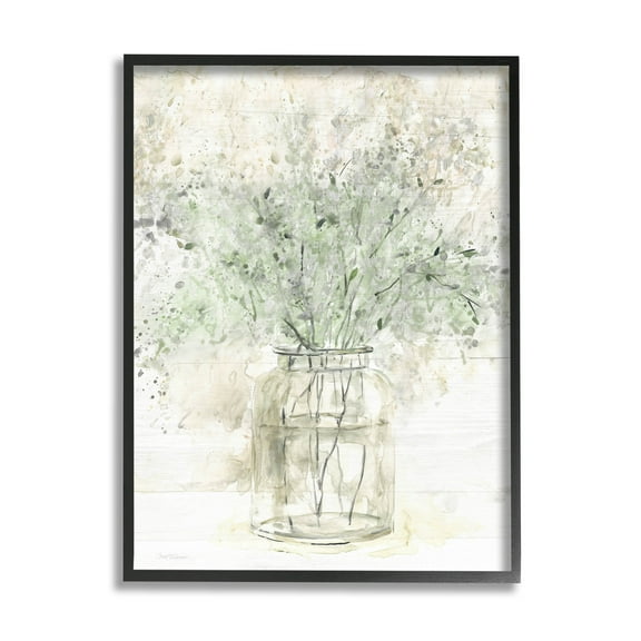 Baby's Breath Botanical Bouquet Botanical & Floral Graphic Art Black Framed Art Print Wall Art