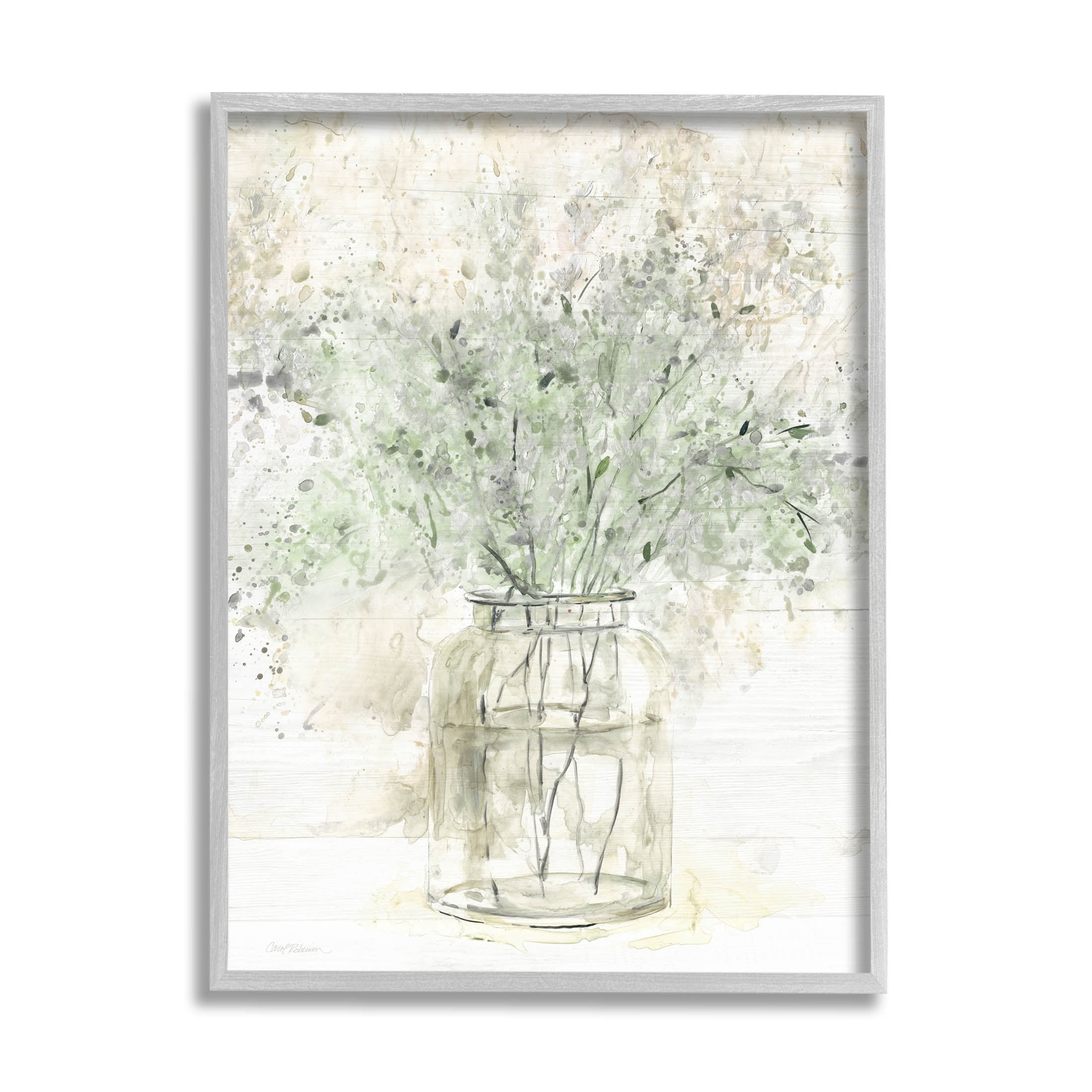 Baby's Breath Botanical Bouquet Botanical & Floral Graphic Art Gray Framed Art Print Wall Art