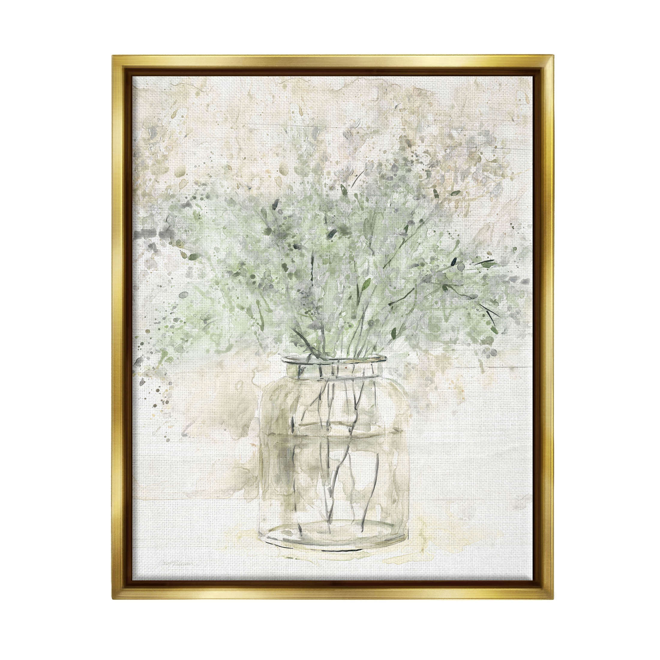 Baby's Breath Botanical Bouquet Botanical & Floral Graphic Art Metallic Gold Framed Art Print Wall Art