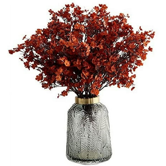 Baby's Breath Flowers Bulk Artificial Flowers 7.8'' Rust Orange Gypsophila Flowers Fake Baby Breath Bouquet for Home Kitchen Wedding Garden Party Decor 8 Bunches (Vase is not Included )