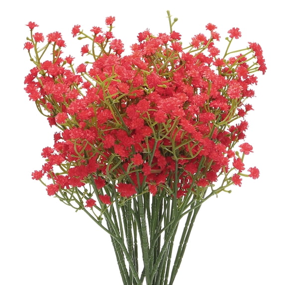 Baby's Breath Red Artificial Flowers 3 Branches 8 Pcs Real Touch for Wedding Party Home Decoration