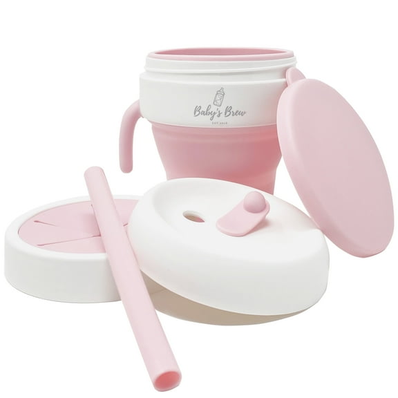 Baby's Brew BPA Free 2-n-1 Snack and Sip Cup, Pink, 13.5 oz