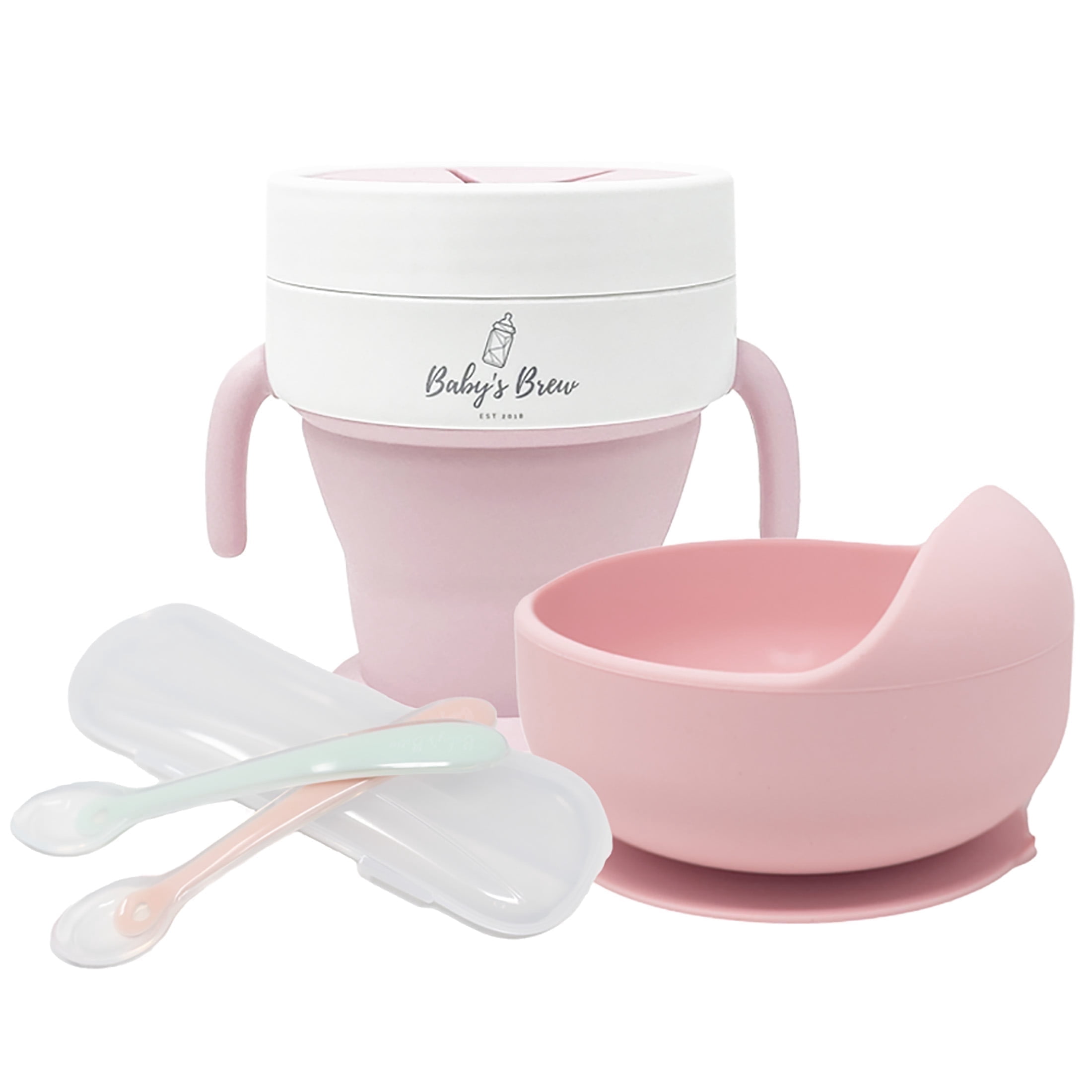 Baby's Brew Bite Size Bundle: Silicone Bowl, Flexi-Spoon and 2-in-1 Snack / Sip Cup