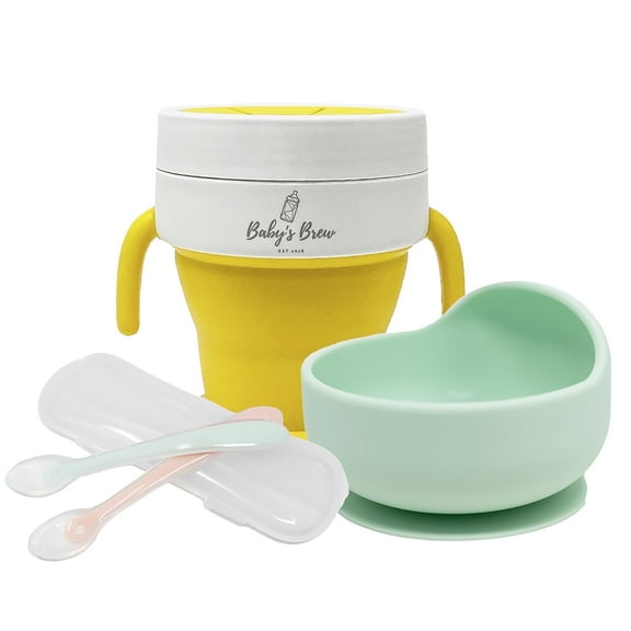 Baby's Brew Bite Size Bundle: Silicone Bowl, Flexi-Spoon and 2-in-1 Snack / Sip Cup