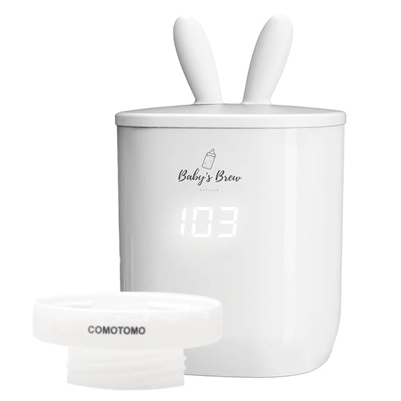 Portable Baby’s Brew Bottle Warmer + Como Tomo Adapter – USB-C Rechargeable, Cordless Feeding On-the-Go
