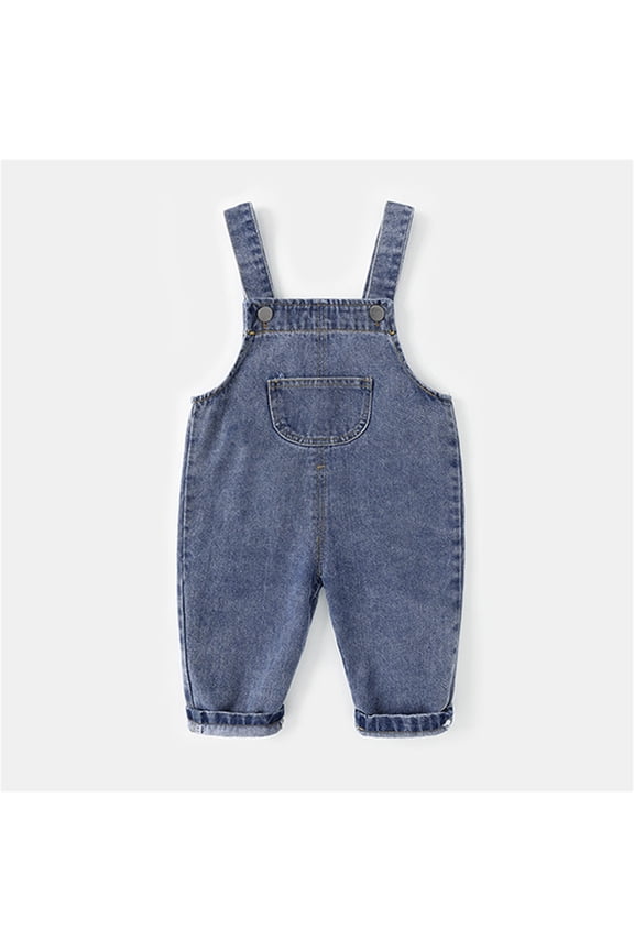 Baby's Denim Overalls, 2026 New Korean Style Cute Casual Romper for Age 0-4 Years, Fashionable and Comfortable for Spring and Fall Daily Outfits, Play, Adjustable Straps for a Perfect Fit - Blue