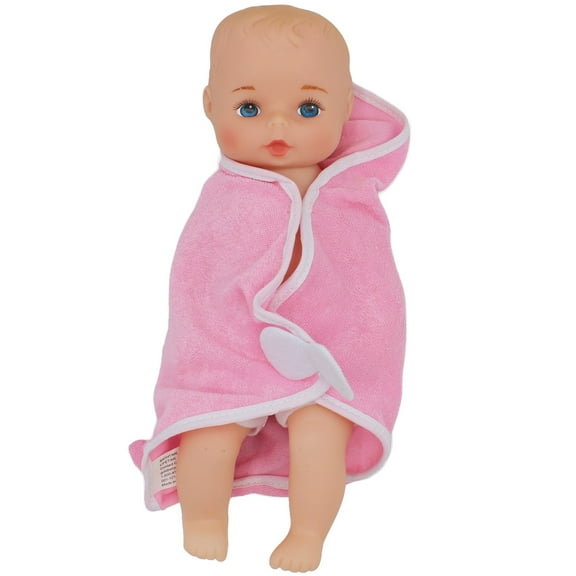 Baby's First 11" Bathtime Baby Softina with Pink Bath Towel and Feel So Real Skin - Safe for Children 1 Year & Up