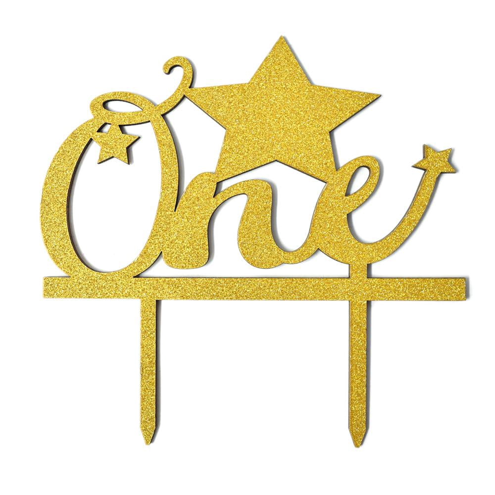 Baby's First Birthday One Glitter Cake Topper, 6-Inch, Gold - Walmart.com