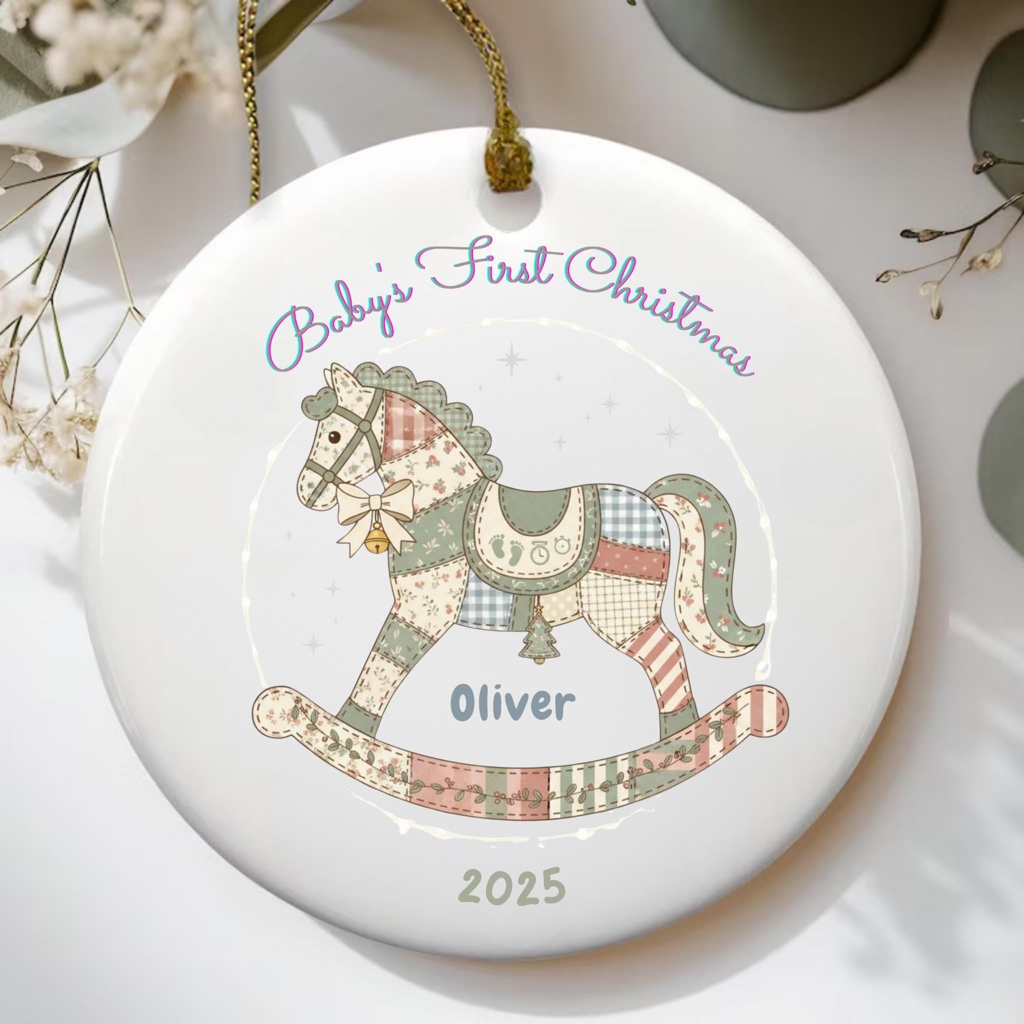 Baby’s First Christmas Carousel Horse Ornament 2025, Personalized Baby ...