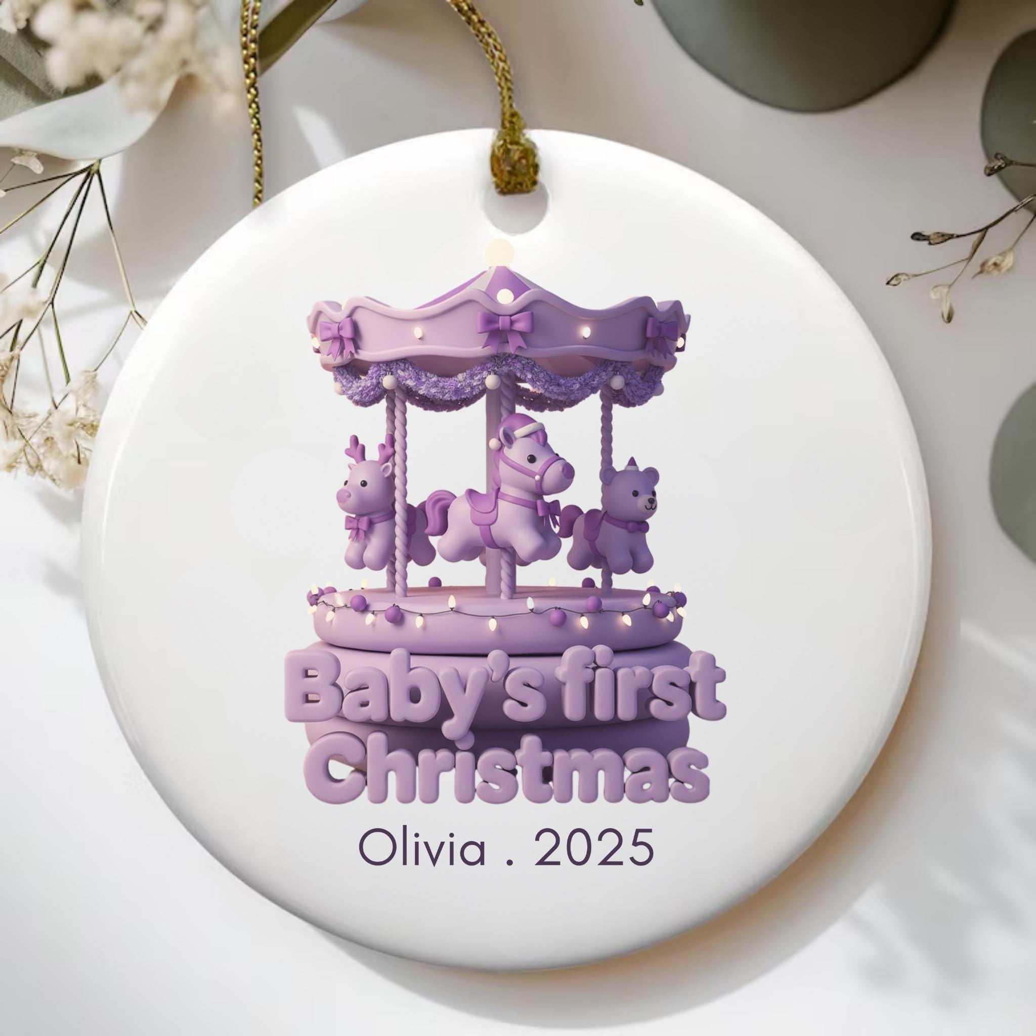 Baby’s First Christmas Carousel Horse Ornament 2025, Personalized Baby ...